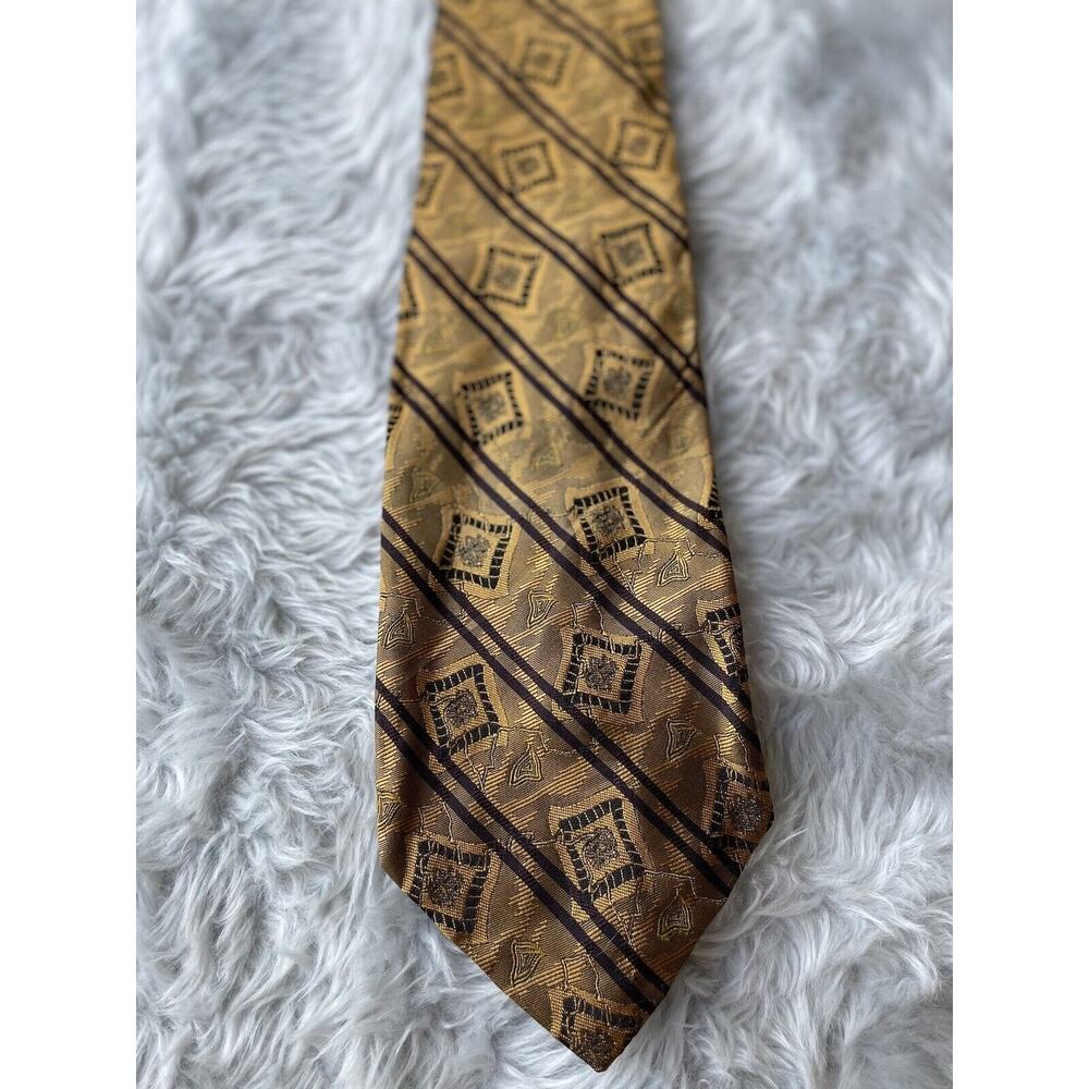 Robert Talbott Best of Class Mens Gold Black Geometric Silk‎ Necktie